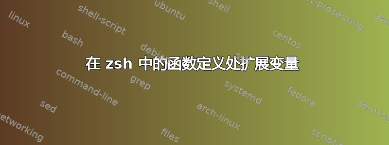 在 zsh 中的函数定义处扩展变量