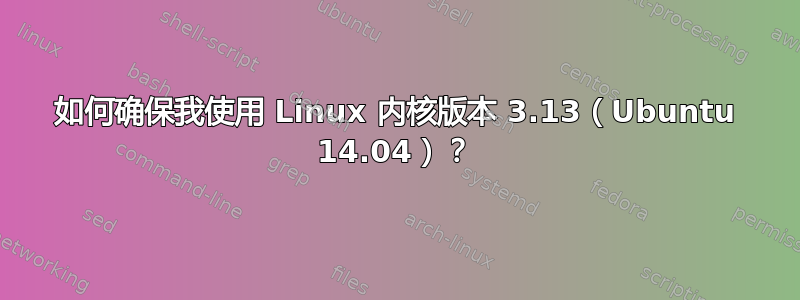 如何确保我使用 Linux 内核版本 3.13（Ubuntu 14.04）？