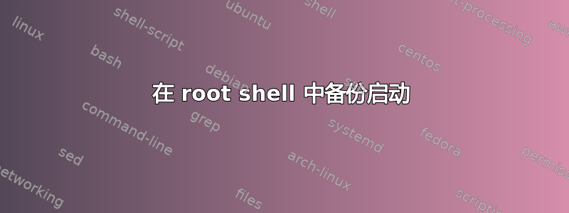 在 root shell 中备份启动