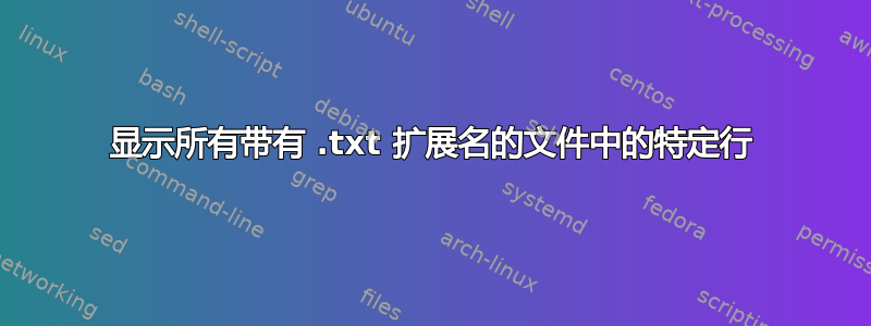 显示所有带有 .txt 扩展名的文件中的特定行