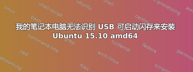 我的笔记本电脑无法识别 USB 可启动闪存来安装 Ubuntu 15.10 amd64