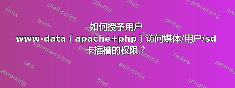 如何授予用户 www-data（apache+php）访问媒体/用户/sd 卡插槽的权限？