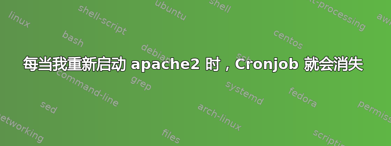 每当我重新启动 apache2 时，Cronjob 就会消失