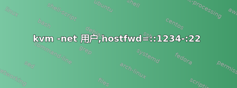 kvm -net 用户,hostfwd=::1234-:22