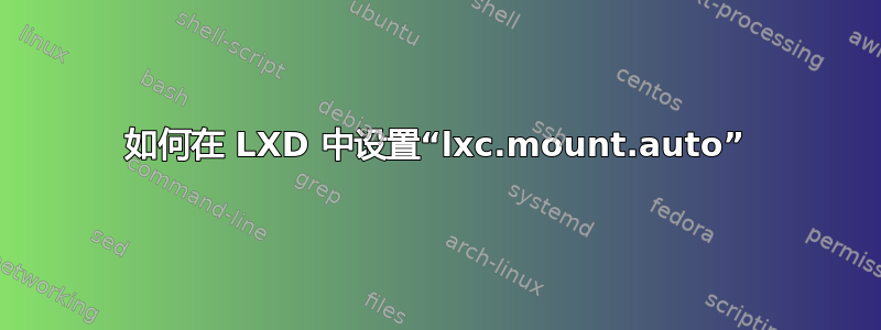 如何在 LXD 中设置“lxc.mount.auto”