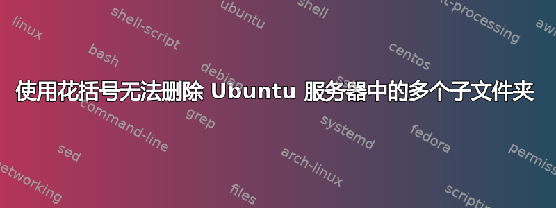 使用花括号无法删除 Ubuntu 服务器中的多个子文件夹