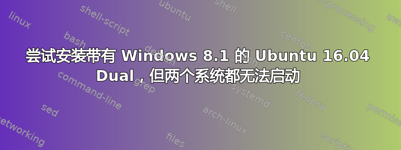 尝试安装带有 Windows 8.1 的 Ubuntu 16.04 Dual，但两个系统都无法启动