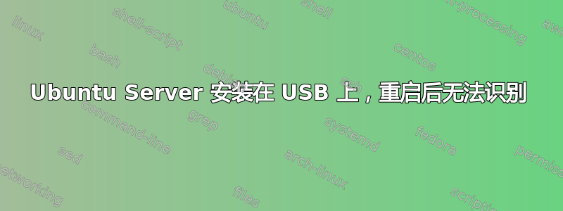 Ubuntu Server 安装在 USB 上，重启后无法识别