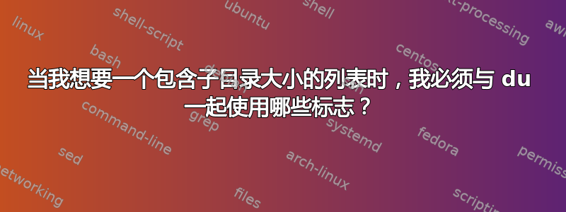 当我想要一个包含子目录大小的列表时，我必须与 du 一起使用哪些标志？