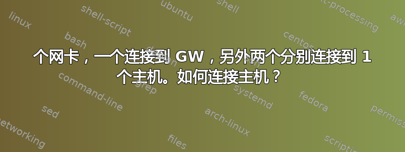 3 个网卡，一个连接到 GW，另外两个分别连接到 1 个主机。如何连接主机？