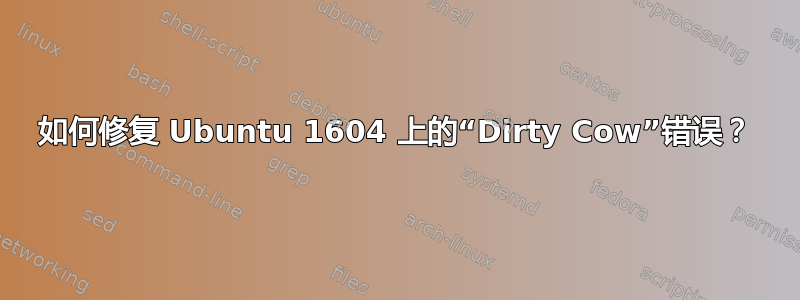 如何修复 Ubuntu 1604 上的“Dirty Cow”错误？