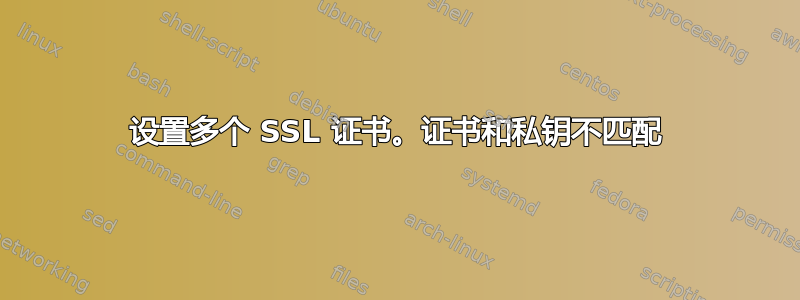 设置多个 SSL 证书。证书和私钥不匹配