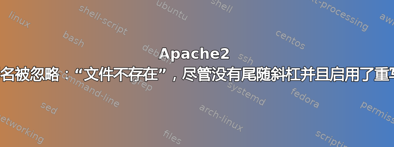 Apache2 别名被忽略：“文件不存在”，尽管没有尾随斜杠并且启用了重写