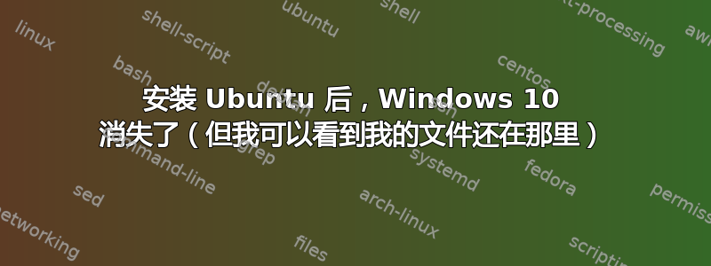 安装 Ubuntu 后，Windows 10 消失了（但我可以看到我的文件还在那里）