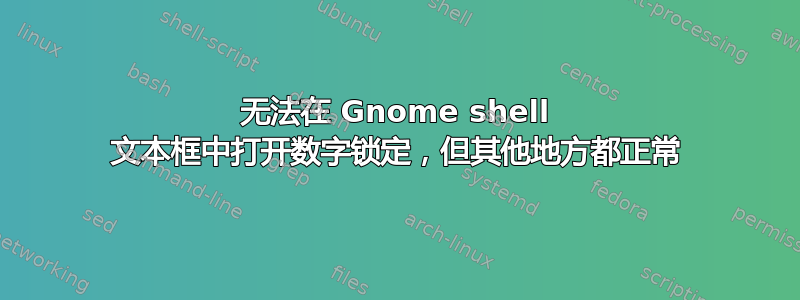 无法在 Gnome shell 文本框中打开数字锁定，但其他地方都正常