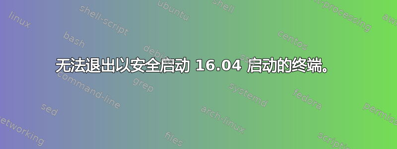 无法退出以安全启动 16.04 启动的终端。