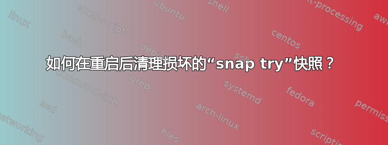 如何在重启后清理损坏的“snap try”快照？