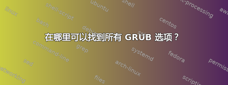 在哪里可以找到所有 GRUB 选项？