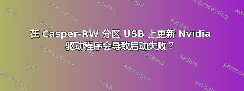 在 Casper-RW 分区 USB 上更新 Nvidia 驱动程序会导致启动失败？