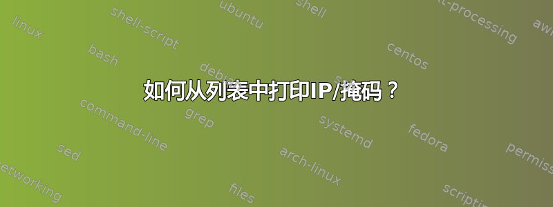 如何从列表中打印IP/掩码？