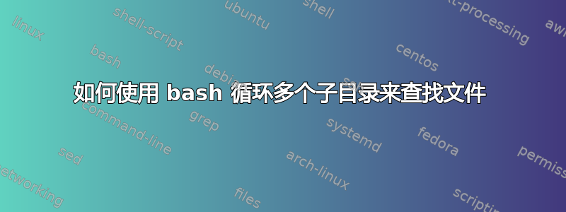 如何使用 bash 循环多个子目录来查找文件