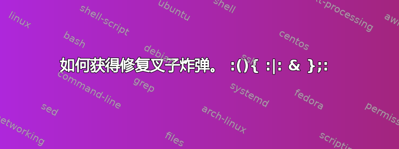 如何获得修复叉子炸弹。 :(){ :|: & };: 