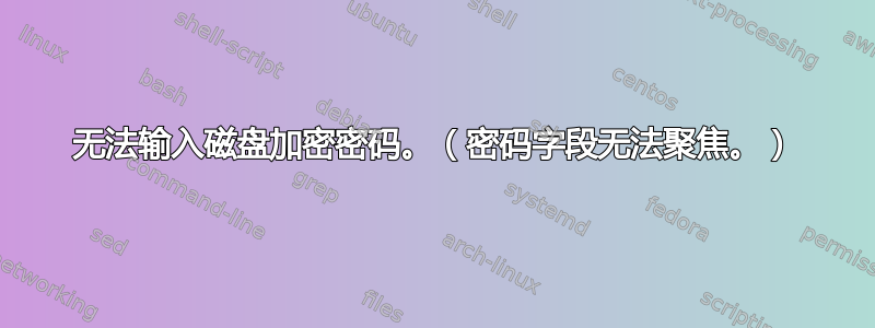 无法输入磁盘加密密码。（密码字段无法聚焦。）