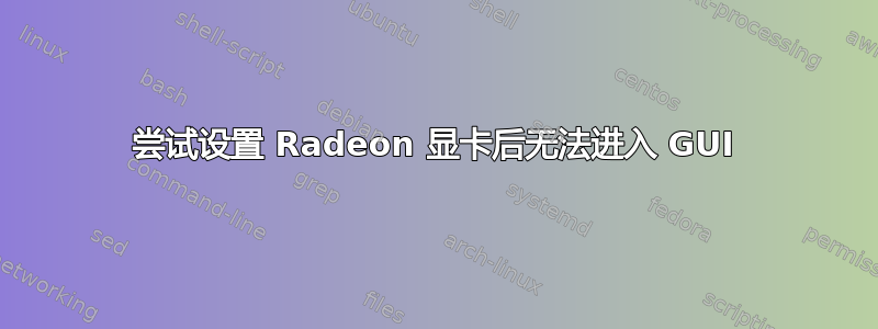 尝试设置 Radeon 显卡后无法进入 GUI