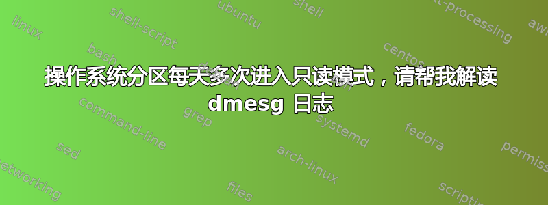 操作系统分区每天多次进入只读模式，请帮我解读 dmesg 日志