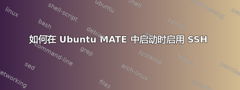 如何在 Ubuntu MATE 中启动时启用 SSH