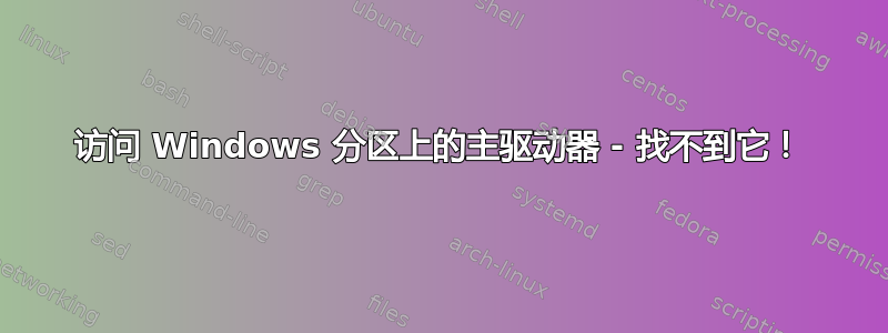 访问 Windows 分区上的主驱动器 - 找不到它！