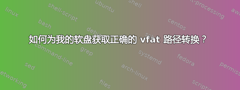 如何为我的软盘获取正确的 vfat 路径转换？