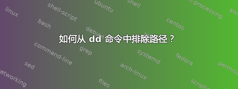 如何从 dd 命令中排除路径？