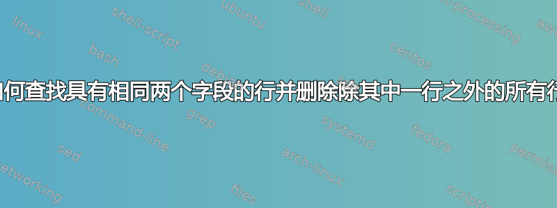 如何查找具有相同两个字段的行并删除除其中一行之外的所有行