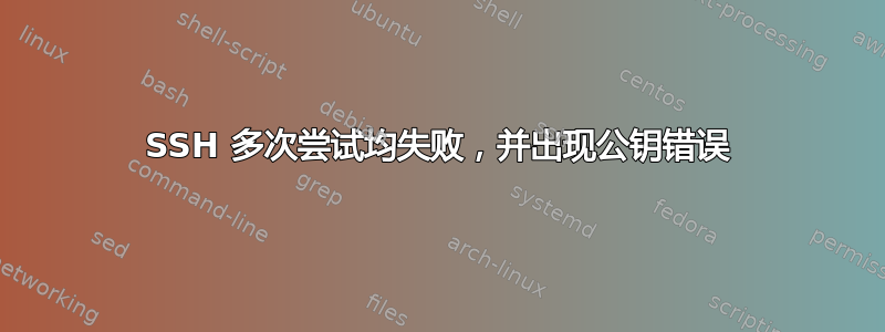 SSH 多次尝试均失败，并出现公钥错误