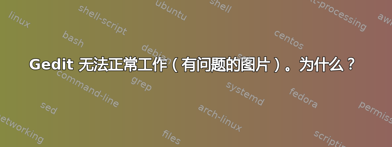 Gedit 无法正常工作（有问题的图片）。为什么？