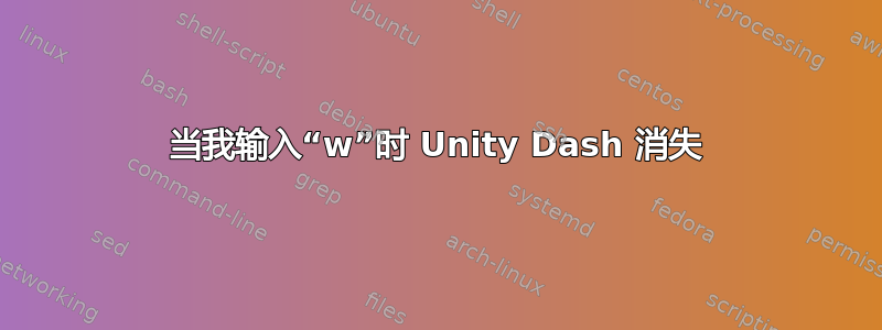 当我输入“w”时 Unity Dash 消失