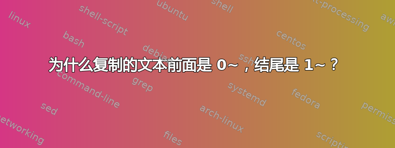 为什么复制的文本前面是 0~，结尾是 1~？