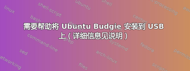 需要帮助将 Ubuntu Budgie 安装到 USB 上（详细信息见说明）