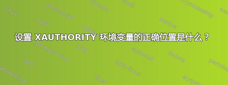 设置 XAUTHORITY 环境变量的正确位置是什么？