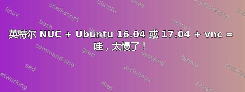 英特尔 NUC + Ubuntu 16.04 或 17.04 + vnc = 哇，太慢了！