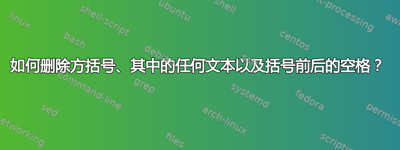 如何删除方括号、其中的任何文本以及括号前后的空格？