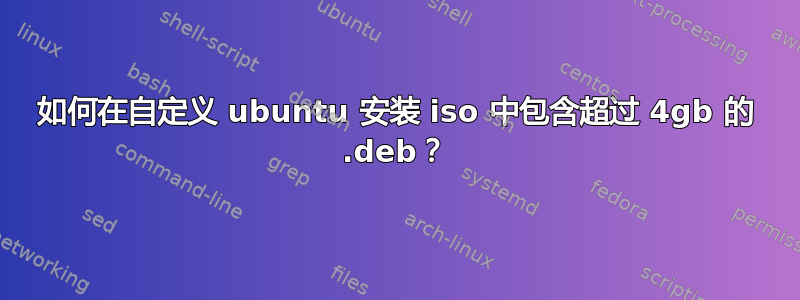 如何在自定义 ubuntu 安装 iso 中包含超过 4gb 的 .deb？