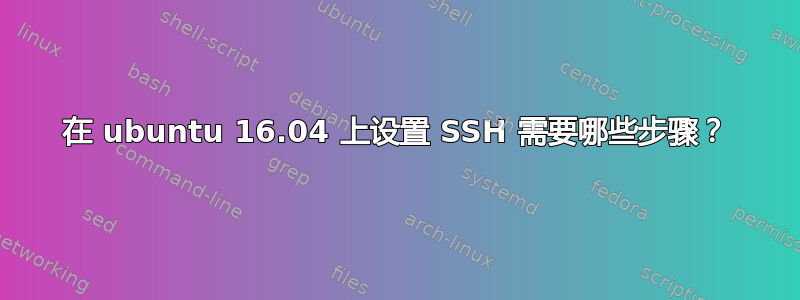 在 ubuntu 16.04 上设置 SSH 需要哪些步骤？