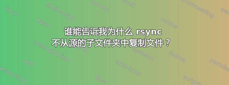 谁能告诉我为什么 rsync 不从源的子文件夹中复制文件？ 