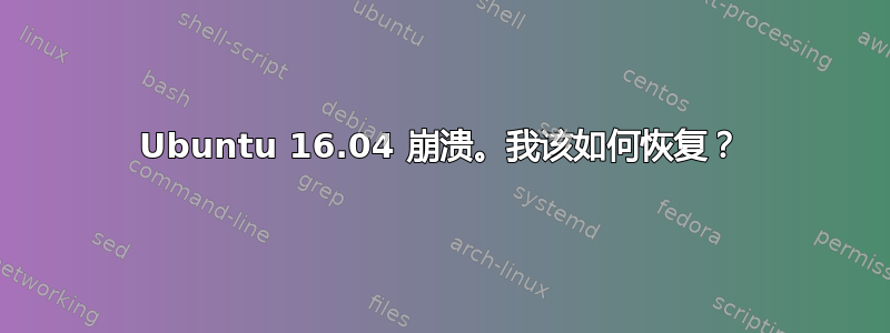 Ubuntu 16.04 崩溃。我该如何恢复？