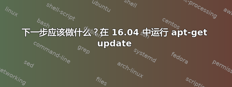 下一步应该做什么？在 16.04 中运行 apt-get update