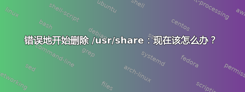 错误地开始删除 /usr/share：现在该怎么办？