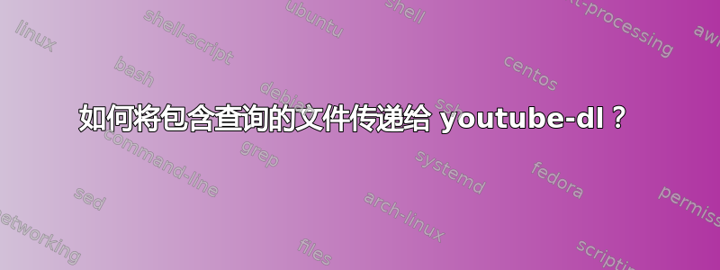 如何将包含查询的文件传递给 youtube-dl？