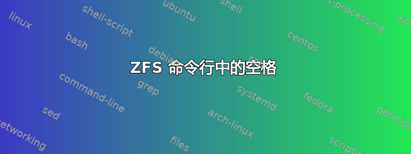 ZFS 命令行中的空格